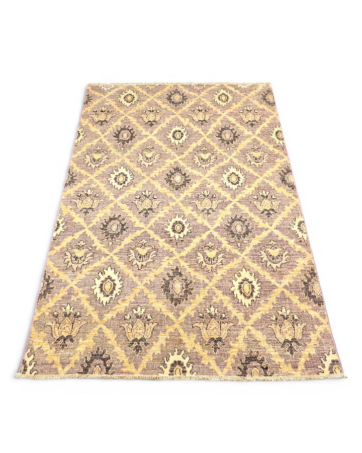 Wisteria Trellis Gabbeh, Hand-Knotted Afghan Wool &amp; Silk Rug