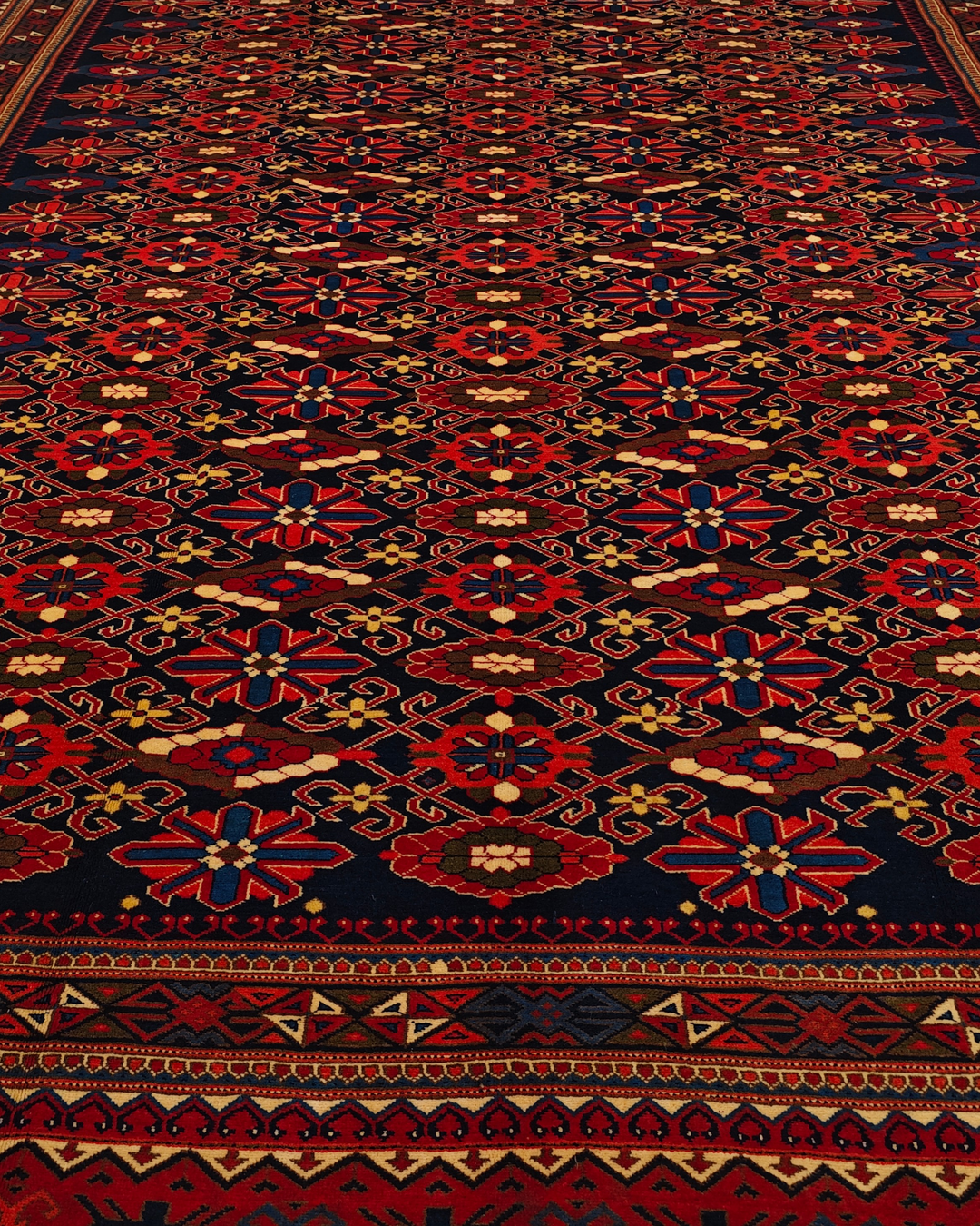 Navy Tribal Pakistani Bokhara, Hand-Knotted Wool Rug