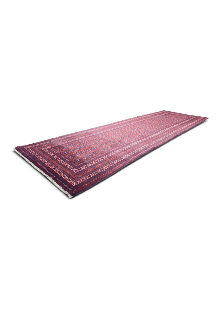 Wine Red Turkmen Gül Khan Muhammadi Runner, Hand-Knotted Wool