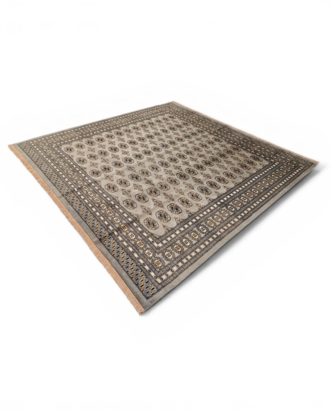 Grey Gul Pakistani Bokhara, Hand-Knotted Wool Rug