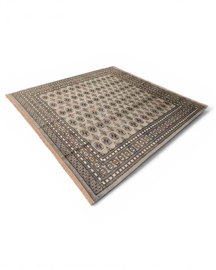 Grey Gul Pakistani Bokhara, Hand-Knotted Wool Rug