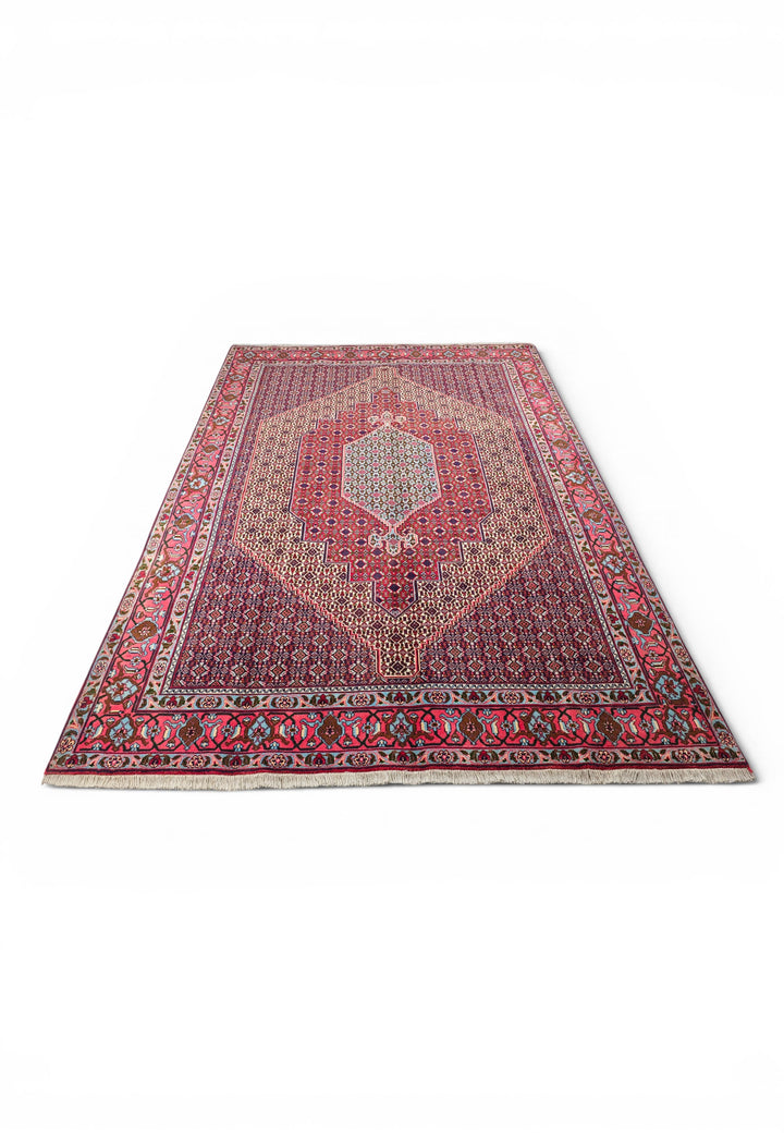 Red Herati Medallion Persian Sabzevar, Hand-Knotted Wool Rug