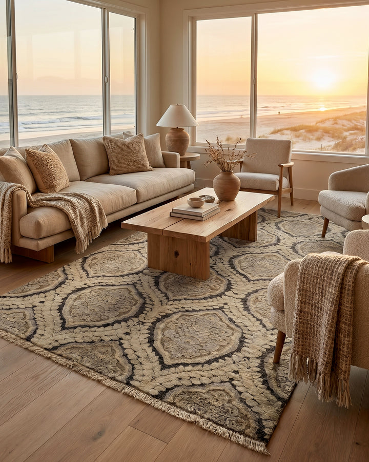 Charcoal Gabbeh, Hand-Knotted Afghan Wool &amp; Silk Rug