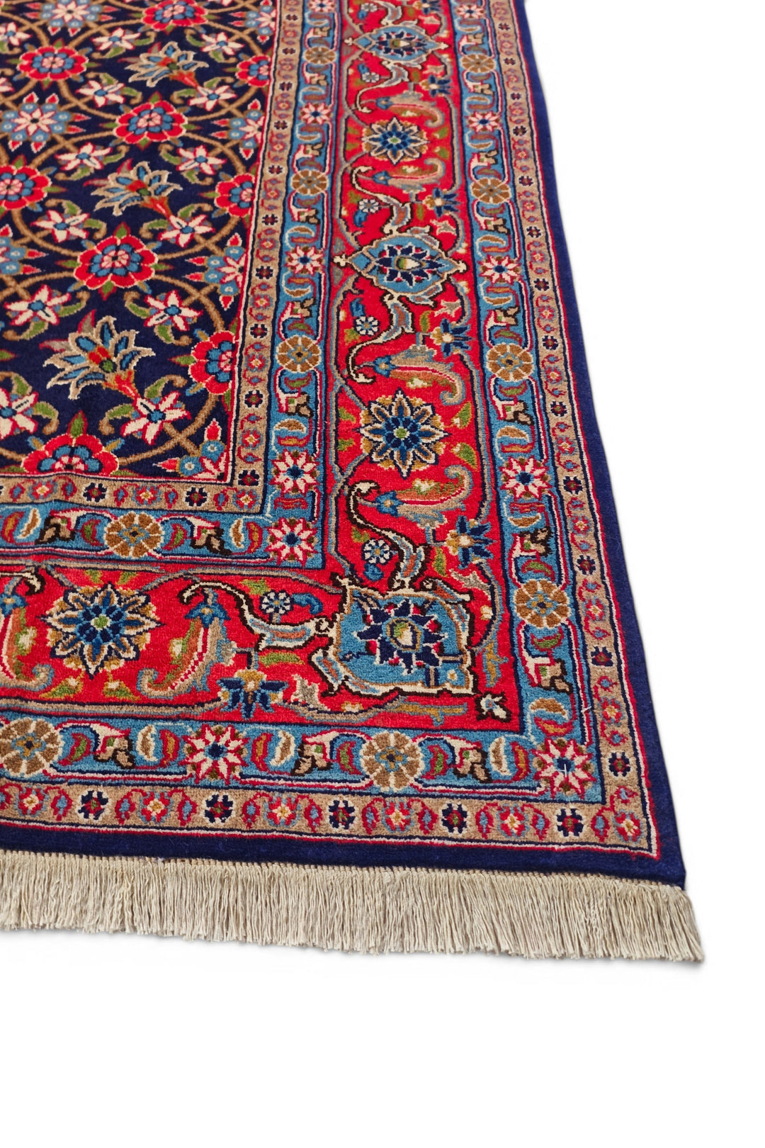 Navy Mahi Persian Sabzevar, Hand-Knotted Wool Rug