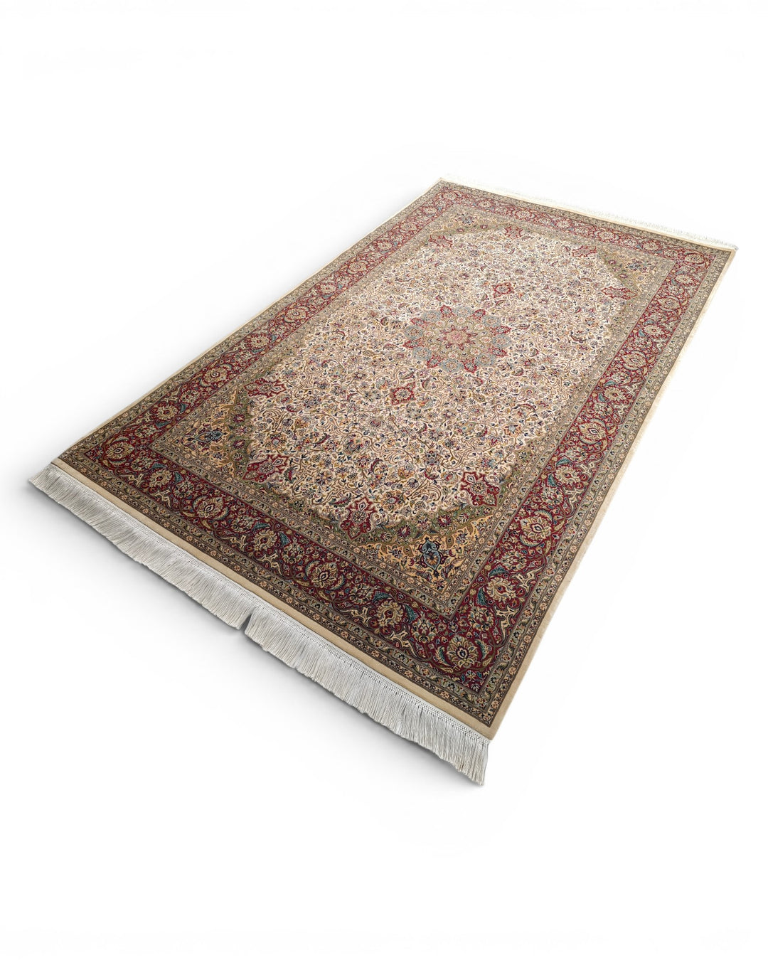 Red Pakistani Double Knot, Hand-Knotted Wool Rug