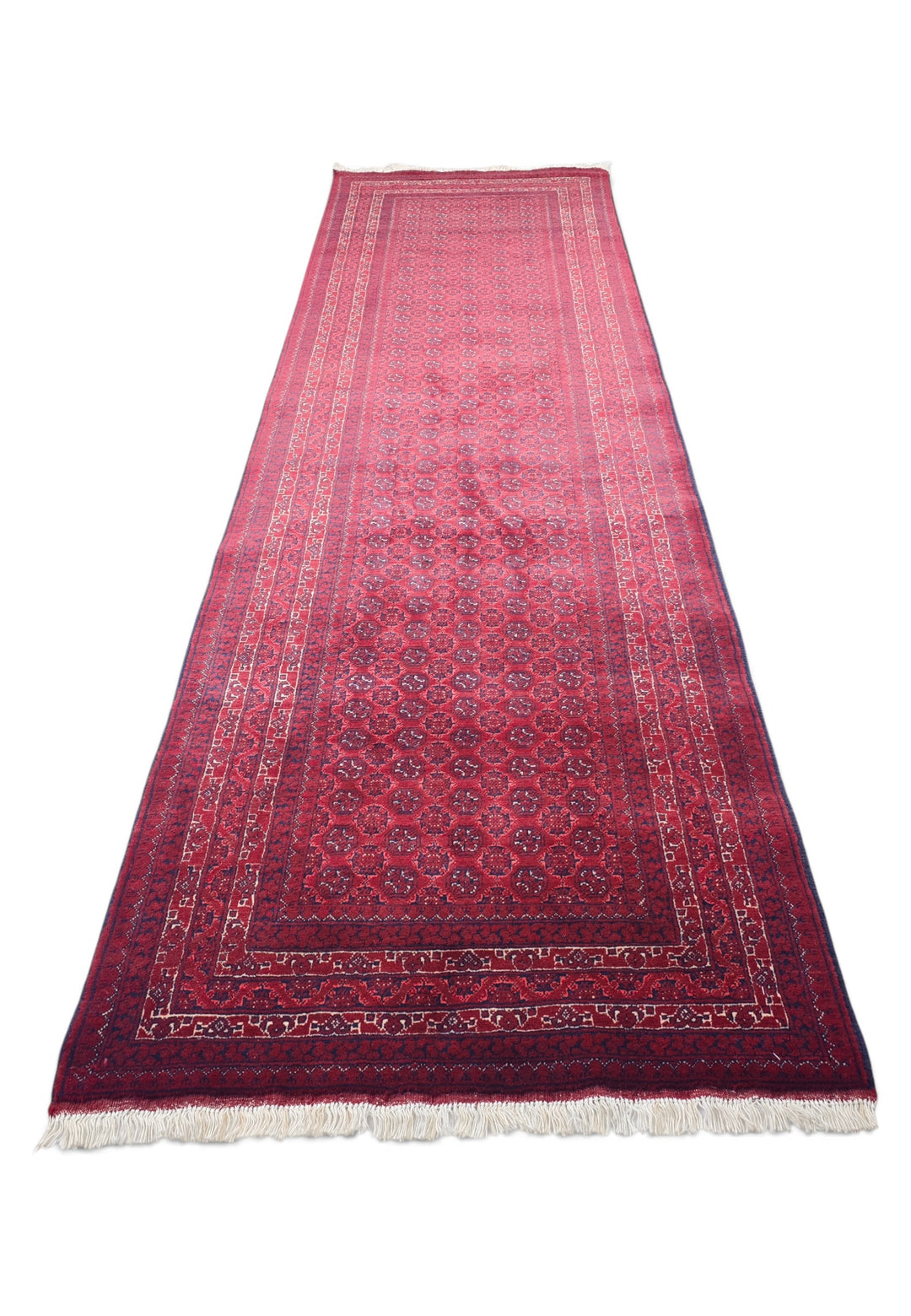 Deep Red Turkmen Gül Khan Muhammadi Runner, Hand-Knotted Wool