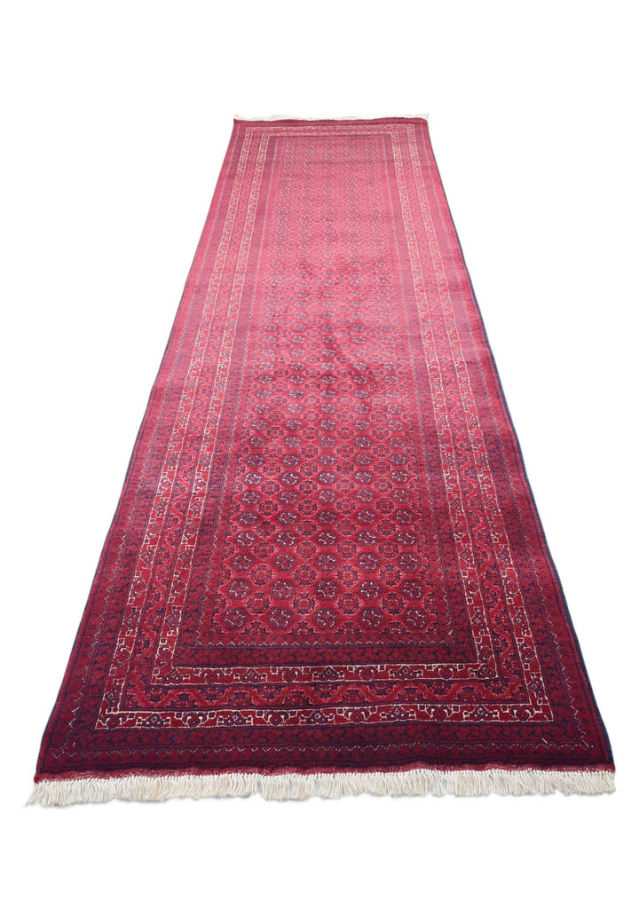Deep Red Turkmen Gül Khan Muhammadi Runner, Hand-Knotted Wool