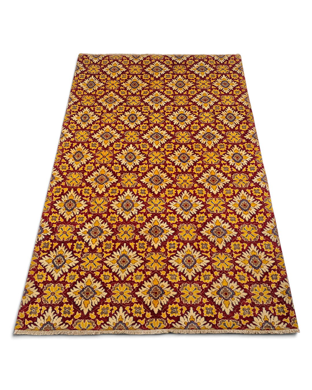 Garnet Bloom Gabbeh, Hand-Knotted Afghan Wool Rug