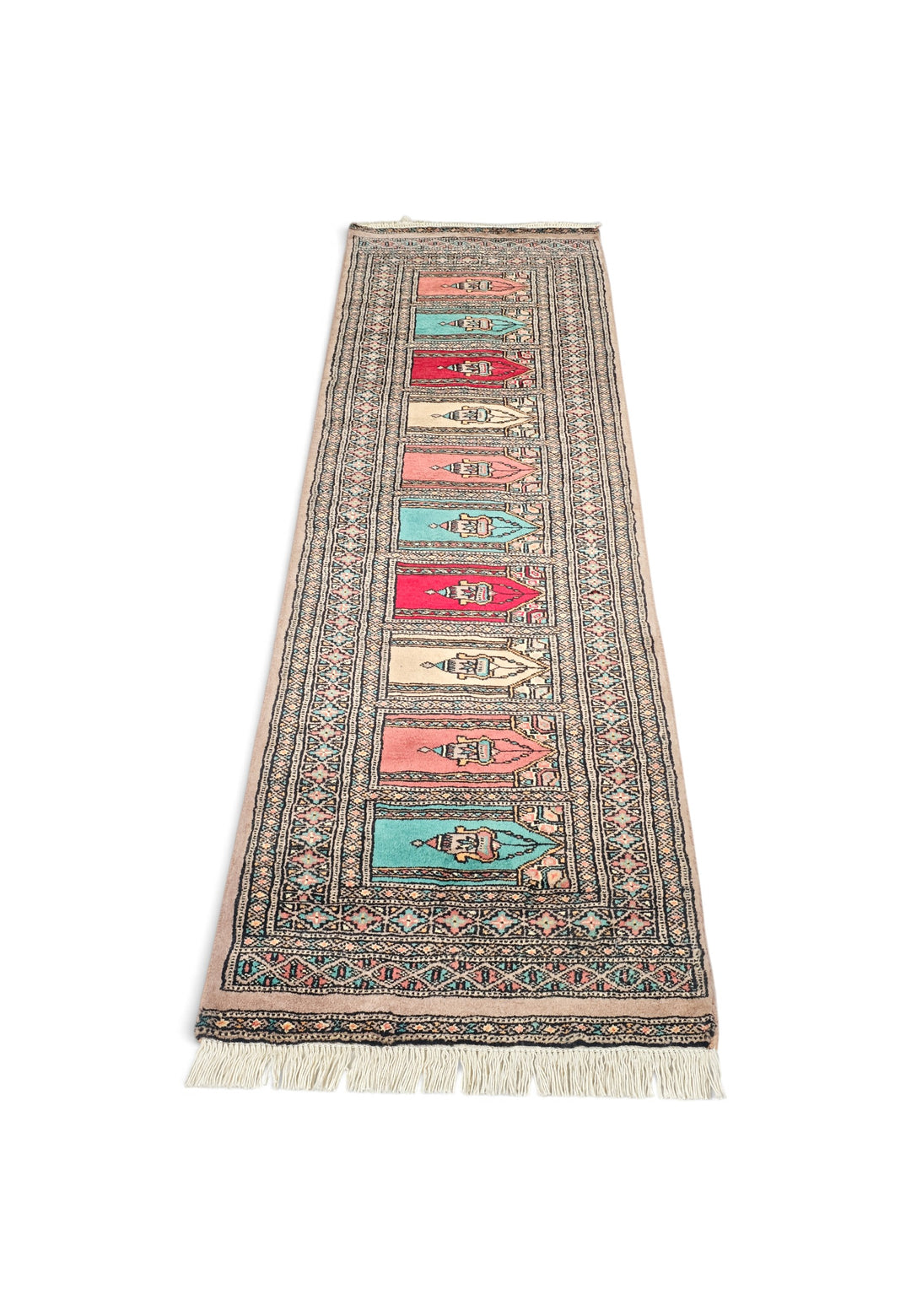 Camel Saf Multi-Niche Prayer Rug, Hand-Knotted Wool