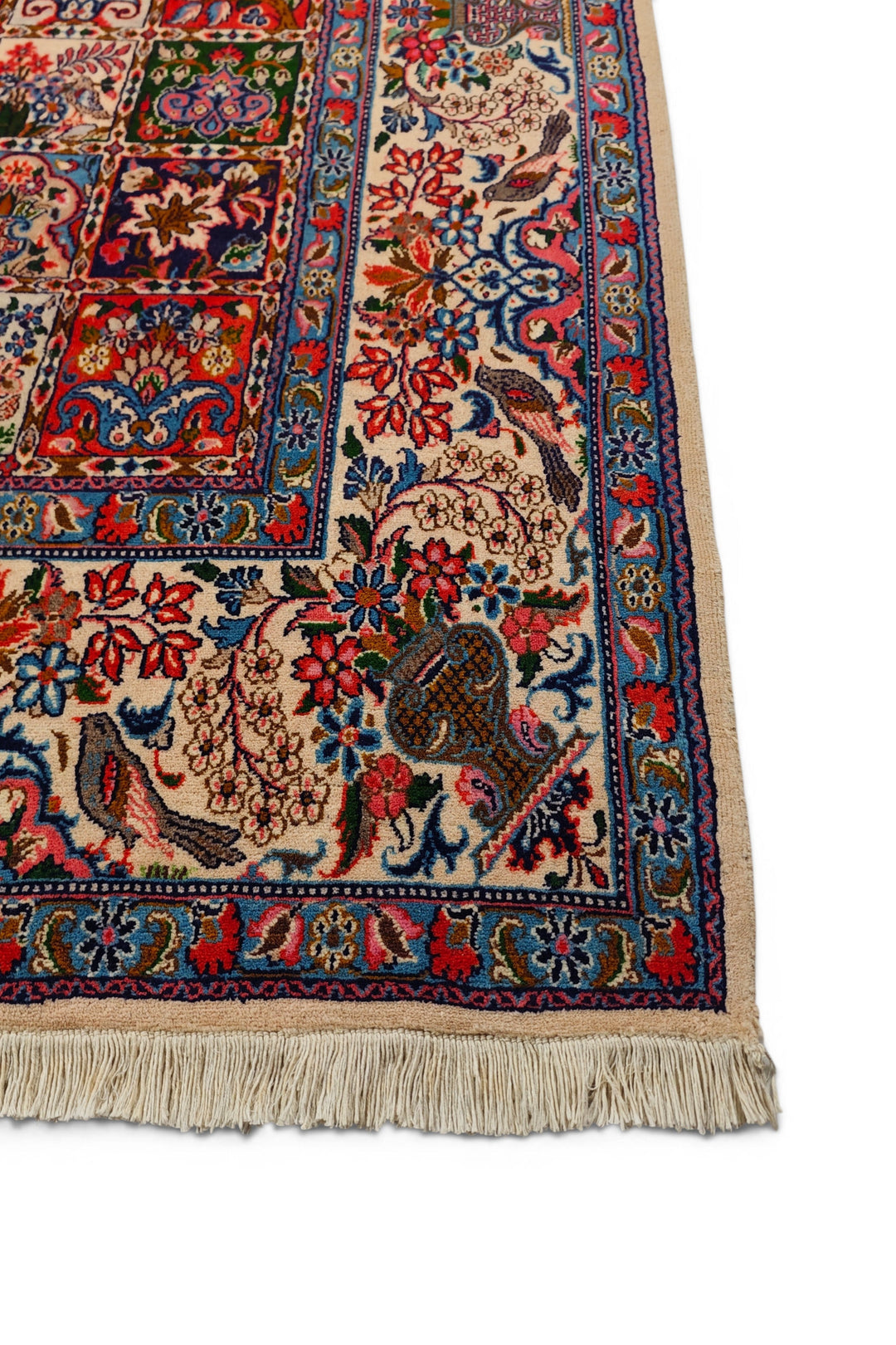 Four Seasons Garden Panel Persian Sabzevar, Hand-Knotted Wool Rug