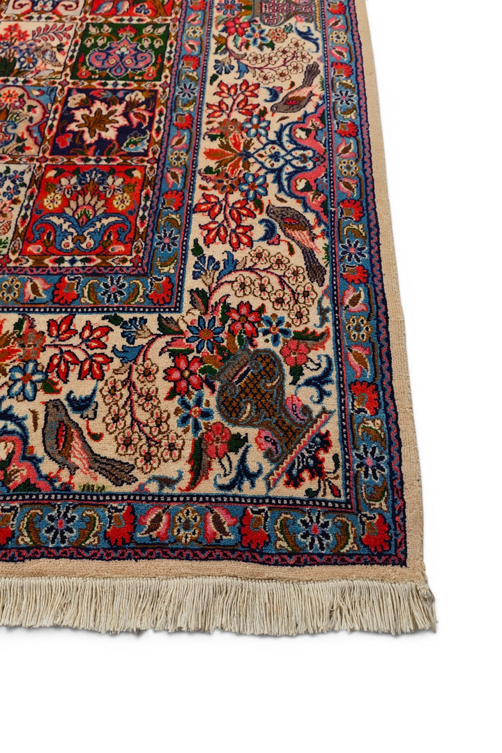 Four Seasons Garden Panel Persian Sabzevar, Hand-Knotted Wool Rug
