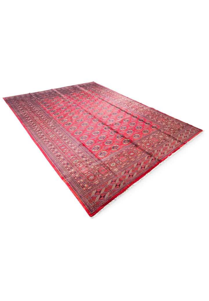 Cherry Red Turkmen Gül Bokhara, Hand-Knotted Sherwan