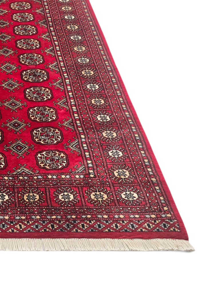 Wine Red Turkmen Gül Bokhara, Hand-Knotted Wool Rug