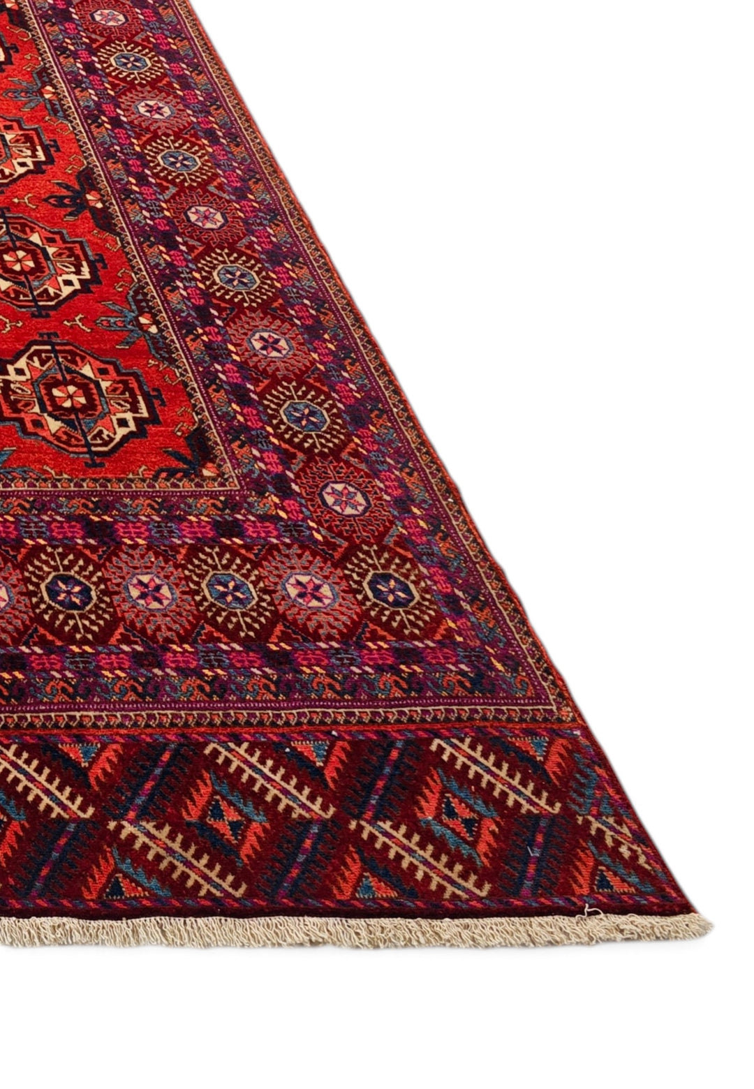 Brick Red Turkmen Gül Rug, Hand-Knotted Sherwan