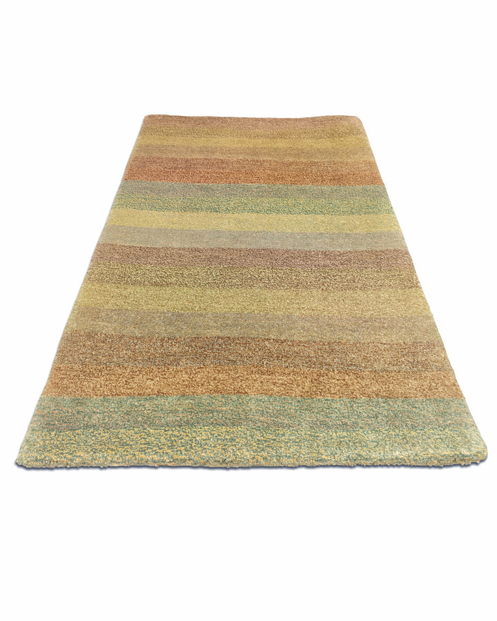 Pastel Multicolour Stripe Gabbeh, Hand-Knotted Afghan Wool Rug