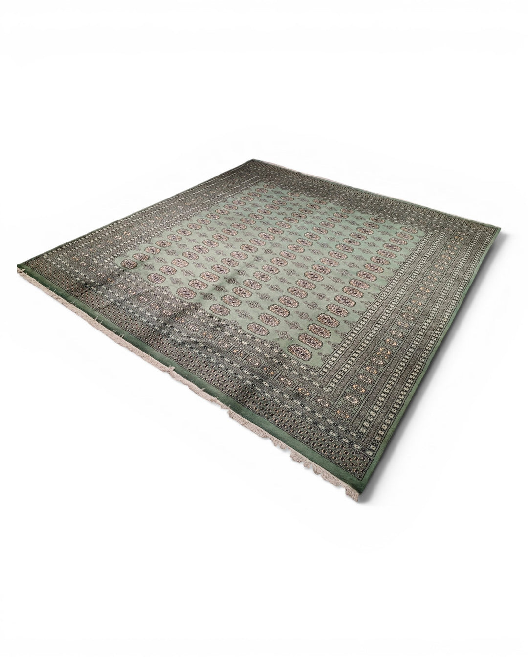 Green Gul Pakistani Bokhara, Hand-Knotted Wool &amp; Silk Rug