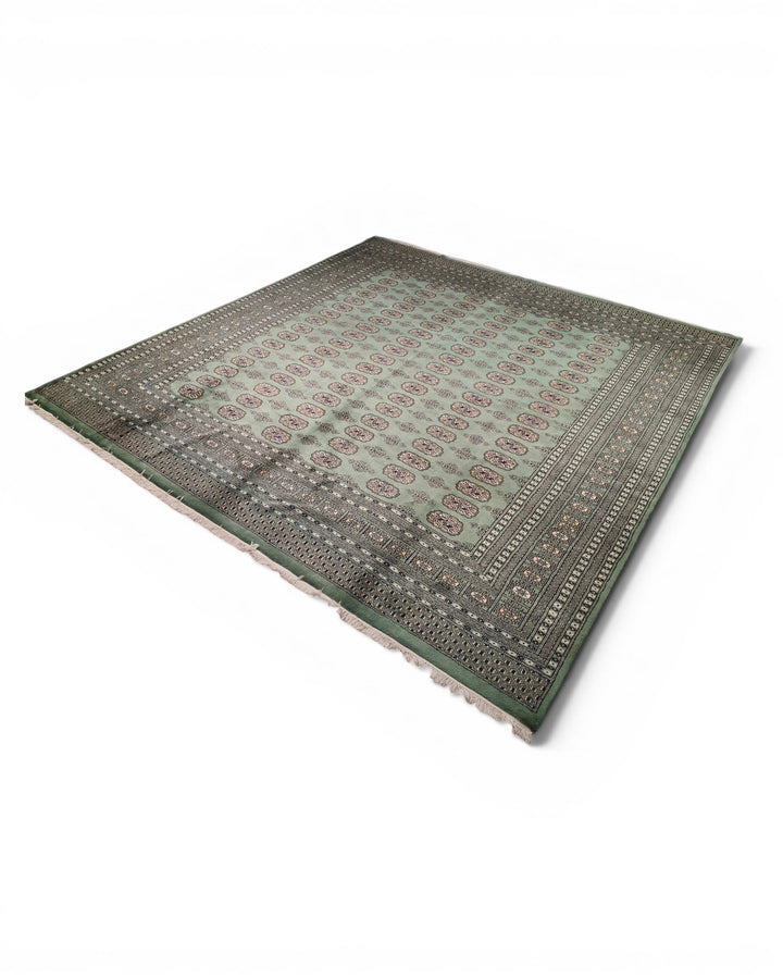 Green Gul Pakistani Bokhara, Hand-Knotted Wool &amp; Silk Rug