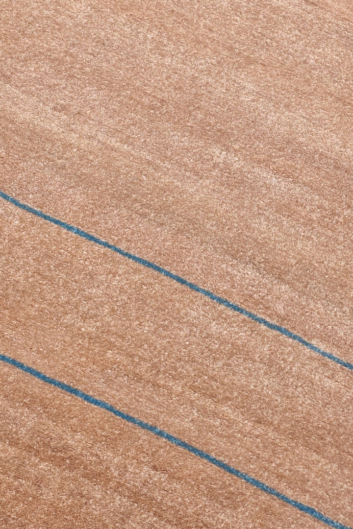 Sand and Slate Blue Stripe Gabbeh, Hand-Knotted Wool Rug