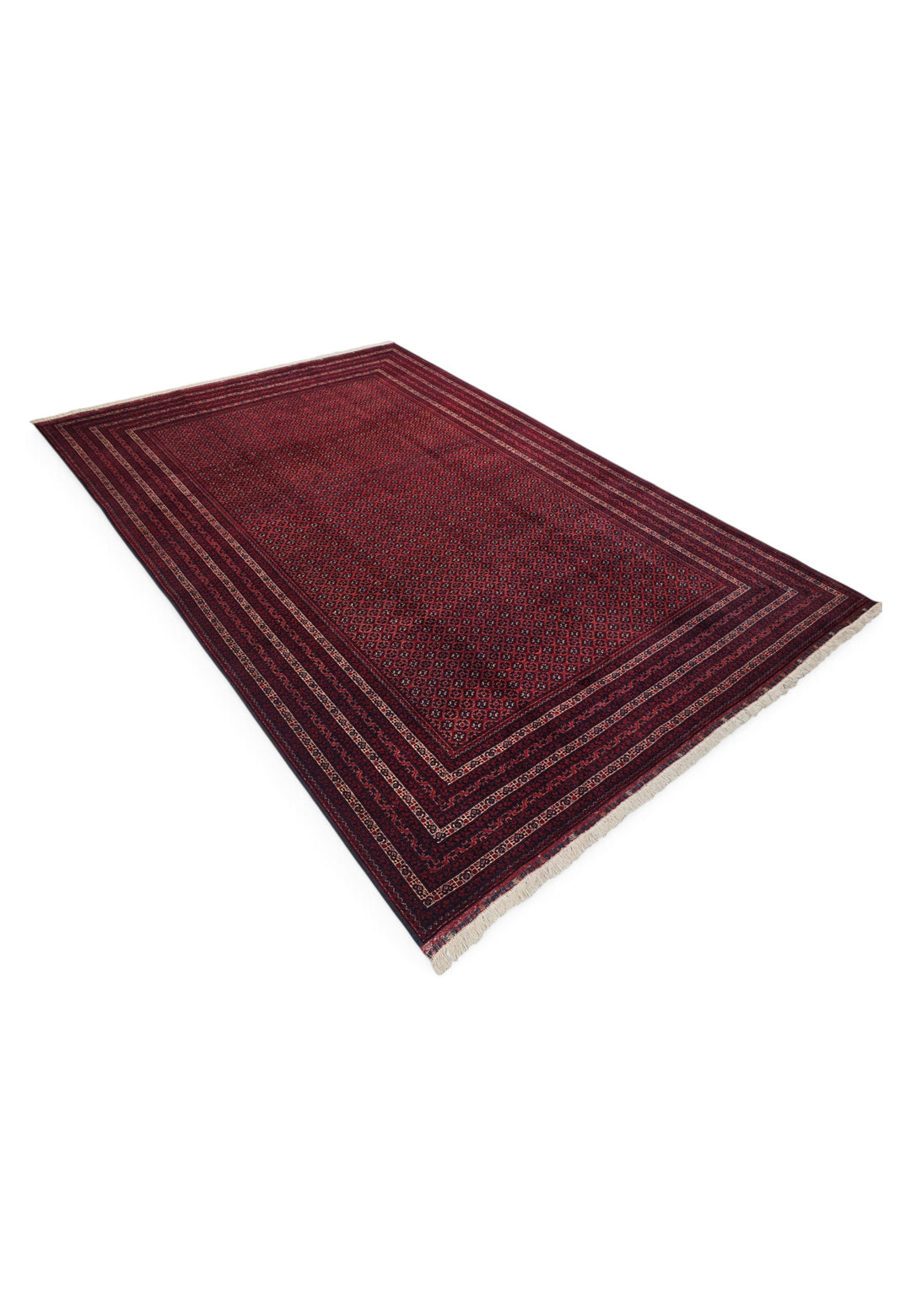 Deep Burgundy Khoja Roshnai, Hand-Knotted Wool Rug