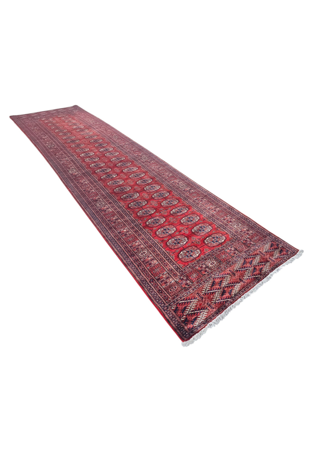 Deep Red and Cream Turkmen Gül Bokhara, Hand-Knotted Sherwan