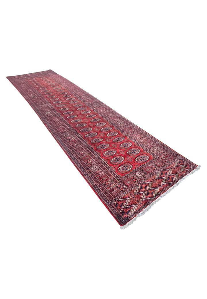 Deep Red and Cream Turkmen Gül Bokhara, Hand-Knotted Sherwan