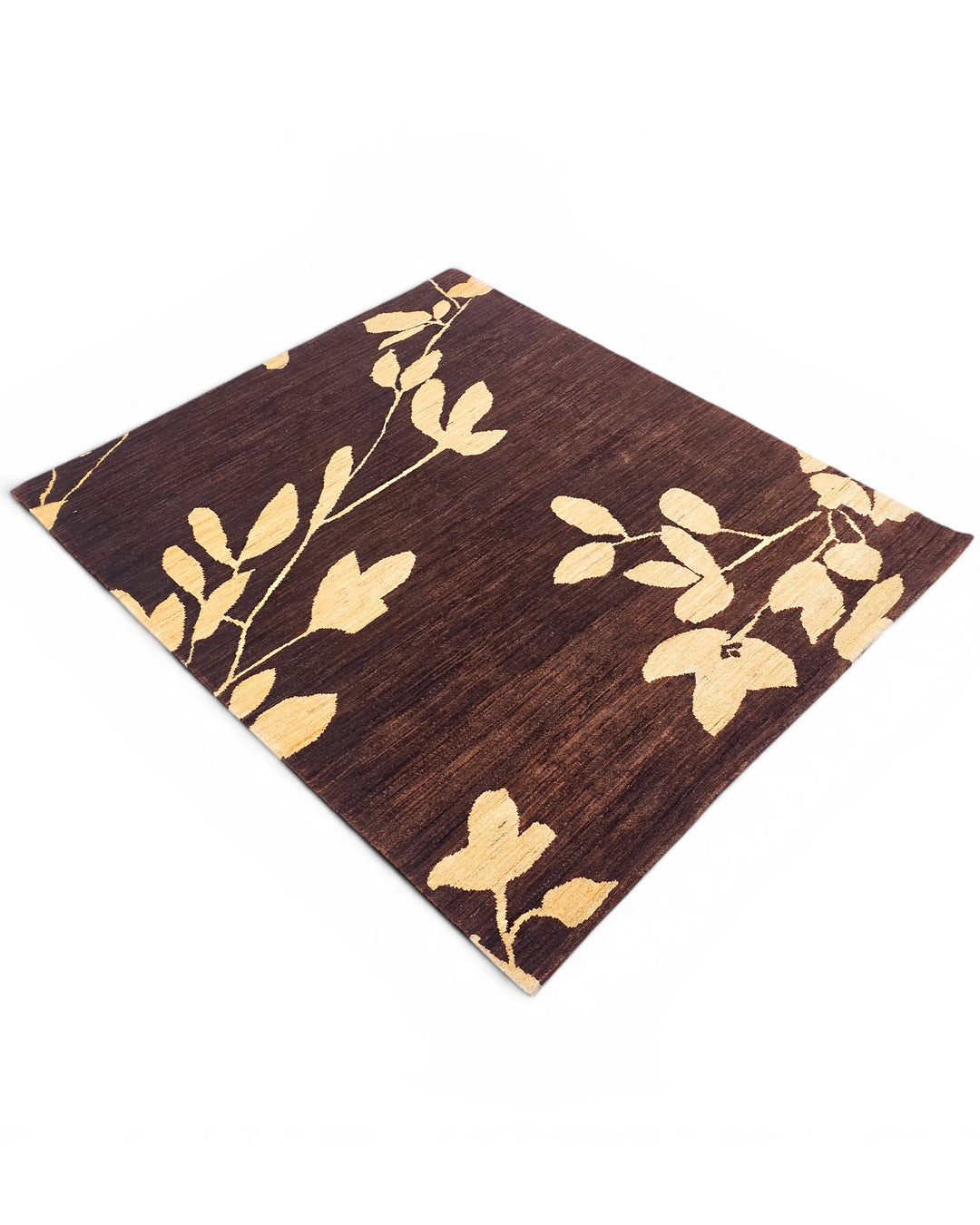 Cocoa Leaf Gabbeh, Hand-Knotted Afghan Wool Rug