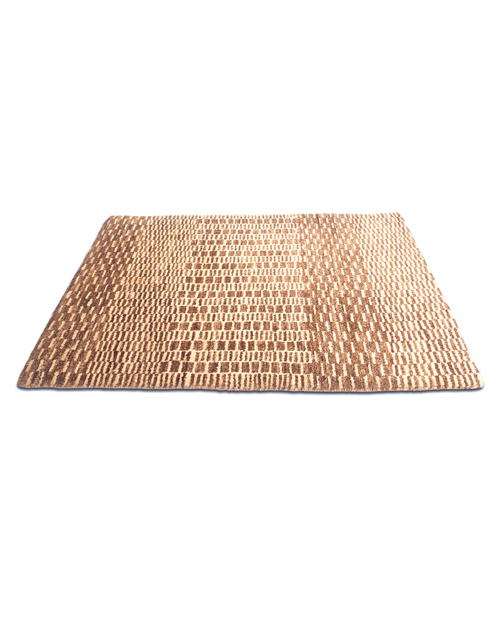 Brown Checkerboard Gabbeh, Hand-Knotted Afghan Wool Rug