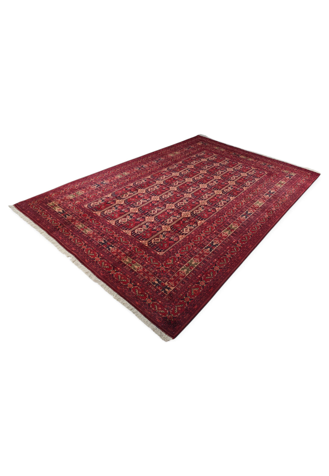 Deep Burgundy Panel Khal Mohammadi Rug, Hand-Knotted Wool