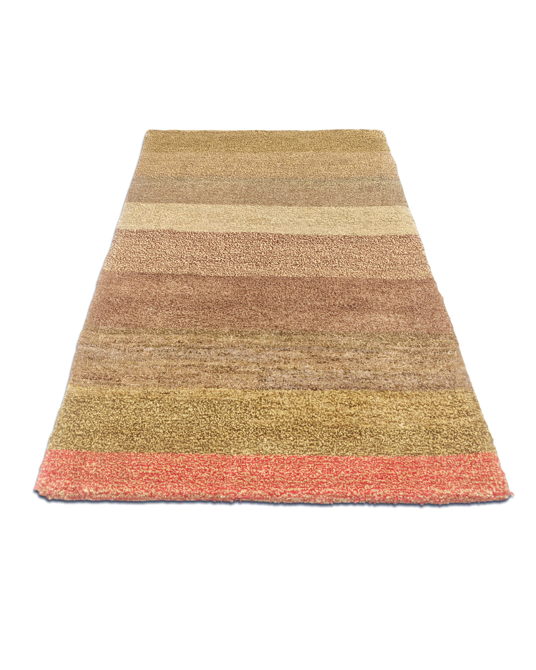 Earth &amp; Coral Stripe Gabbeh, Hand-Knotted Afghan Wool Rug