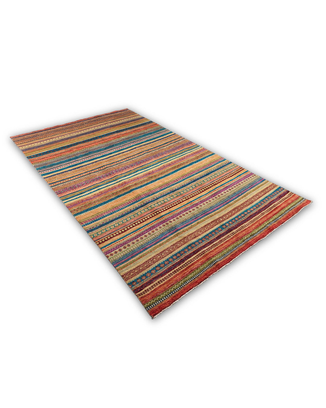 Multicolour Tribal Stripe Ghazni, Hand-Knotted Afghan Wool Rug