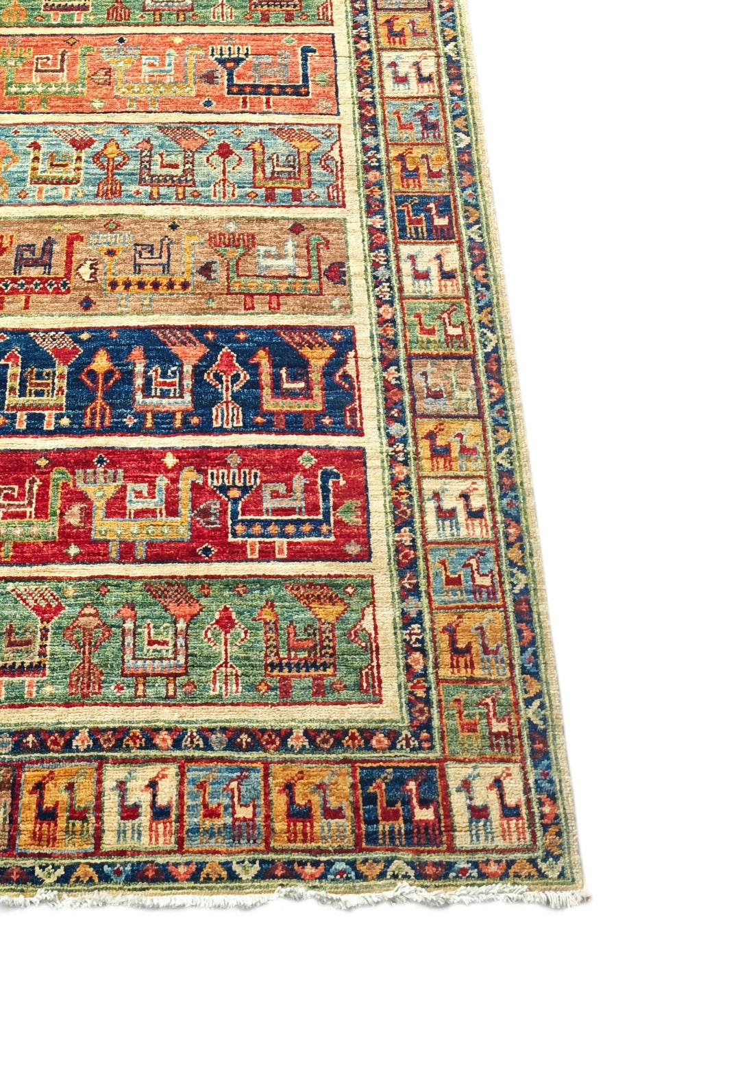 Multicolour Animal Band Ghazni, Hand-Knotted Wool Rug