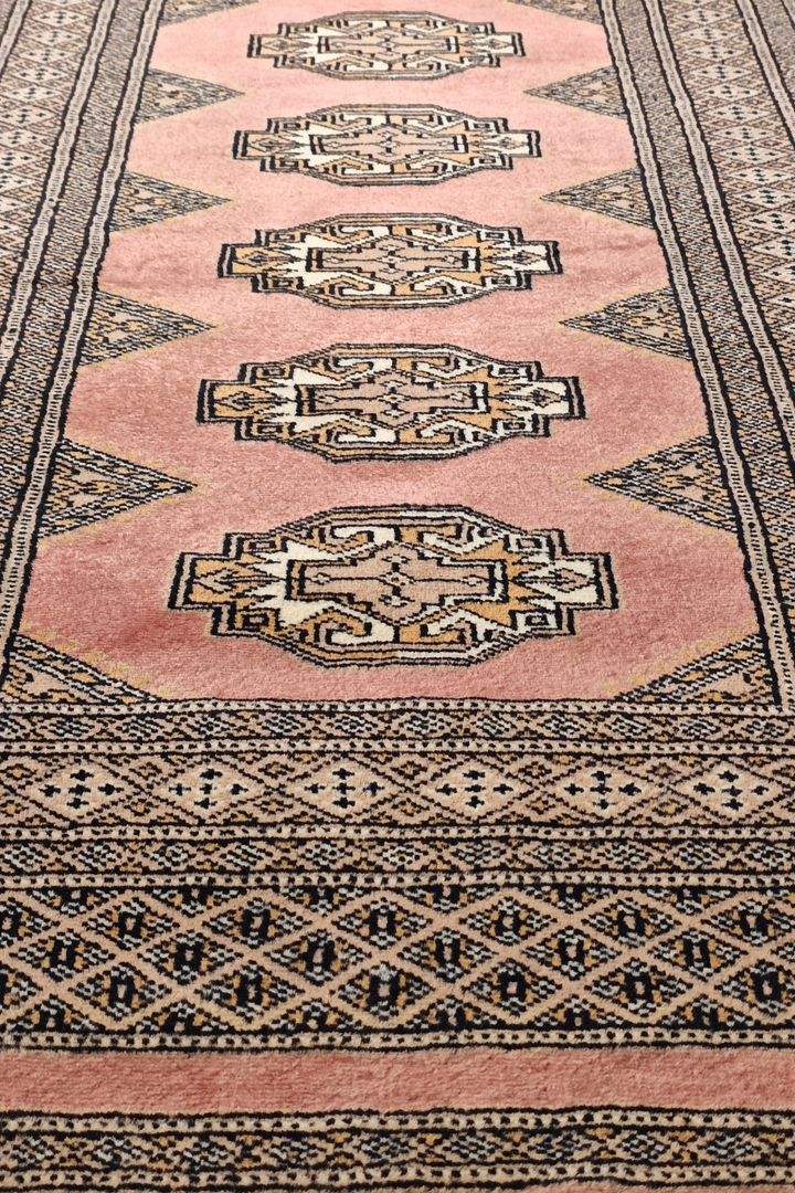 Terracotta and Beige Yamoud Rug, Hand-Knotted Wool
