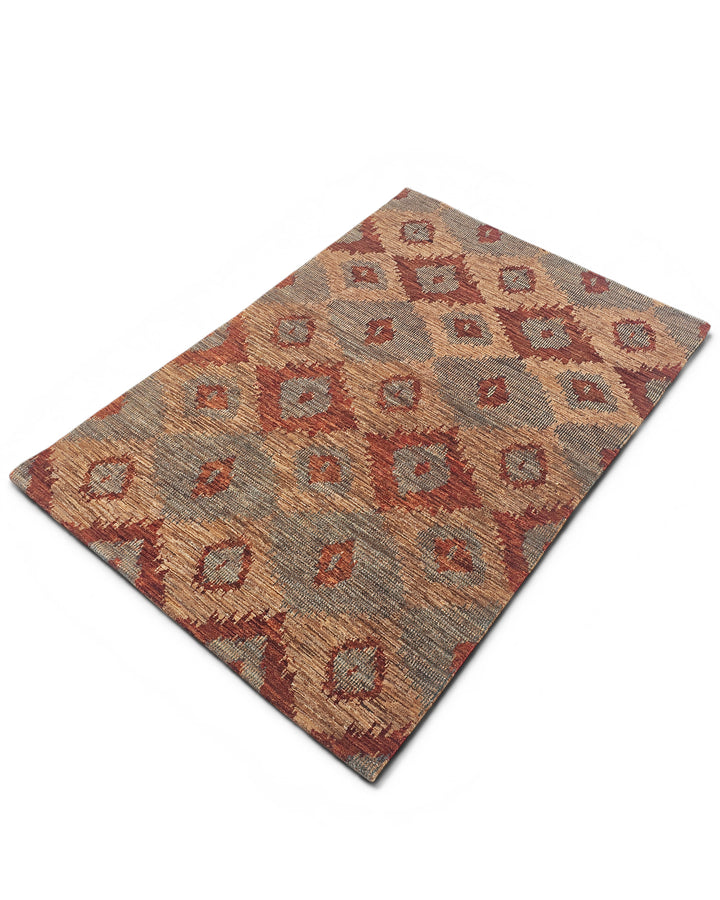 Sienna Ikat Gabbeh, Hand-Knotted Afghan Wool Rug