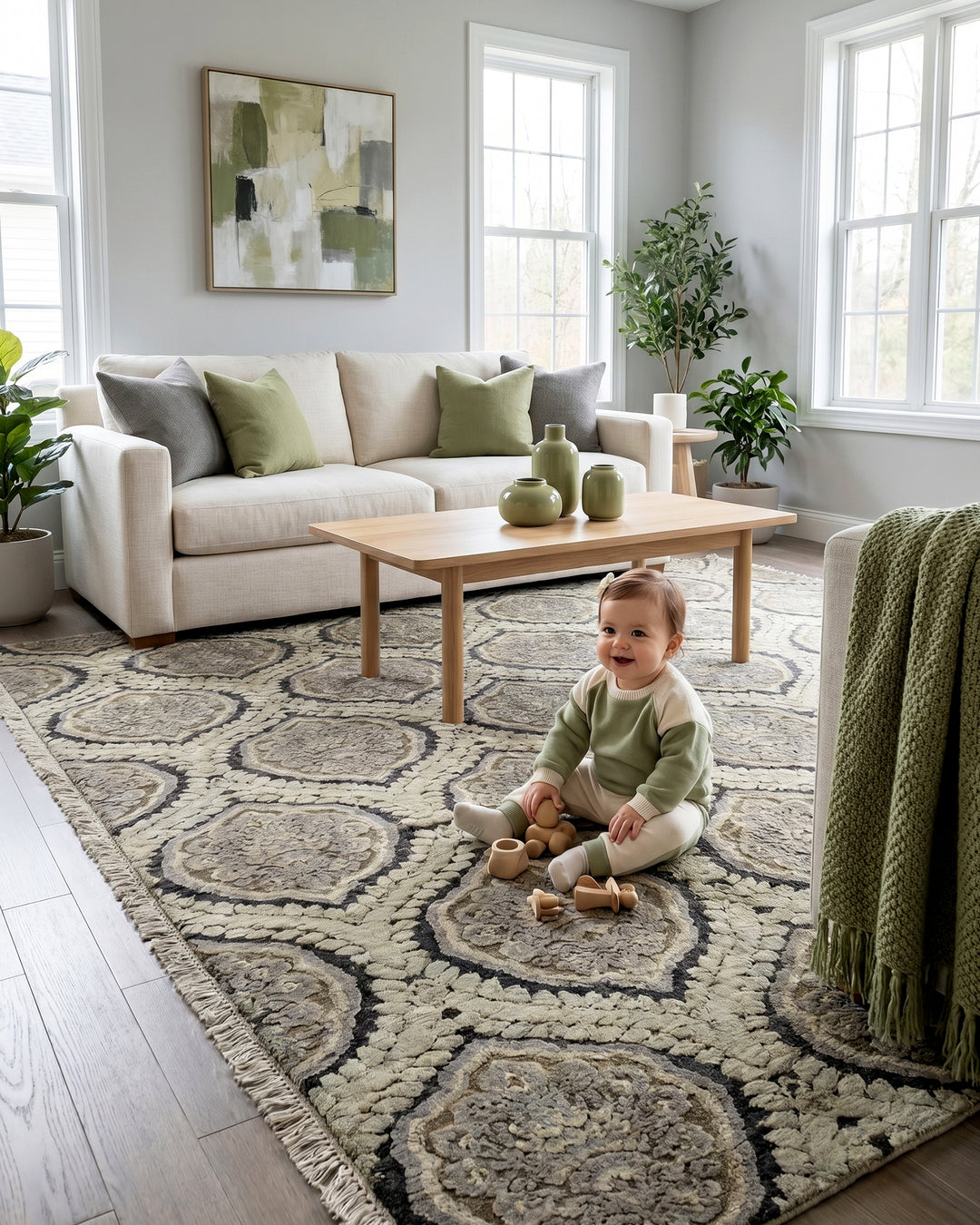 Charcoal Gabbeh, Hand-Knotted Afghan Wool &amp; Silk Rug
