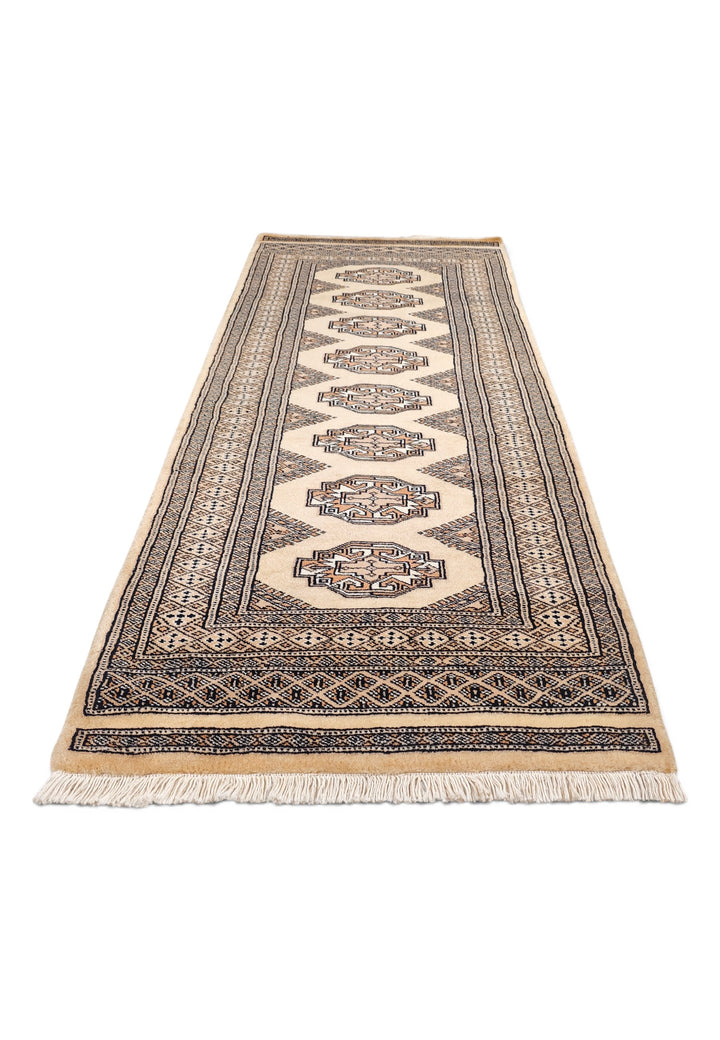 Wheat Gold and Beige Yamoud Rug, Hand-Knotted Wool