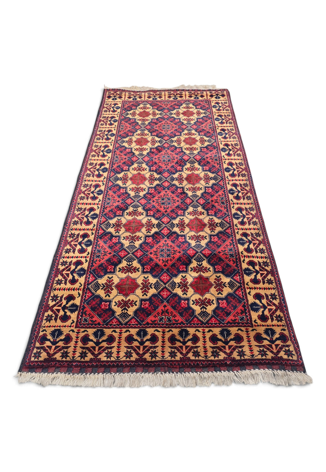 Coral and Camel Khan Muhammadi Rug, Hand-Knotted Wool