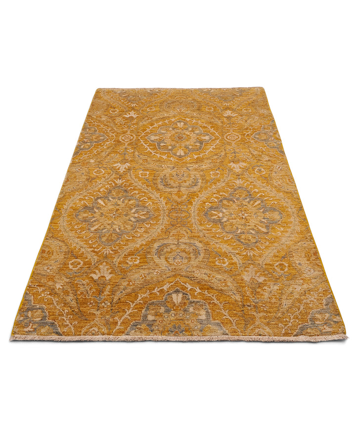 Amber Garden Gabbeh, Hand-Knotted Afghan Wool &amp; Silk Rug