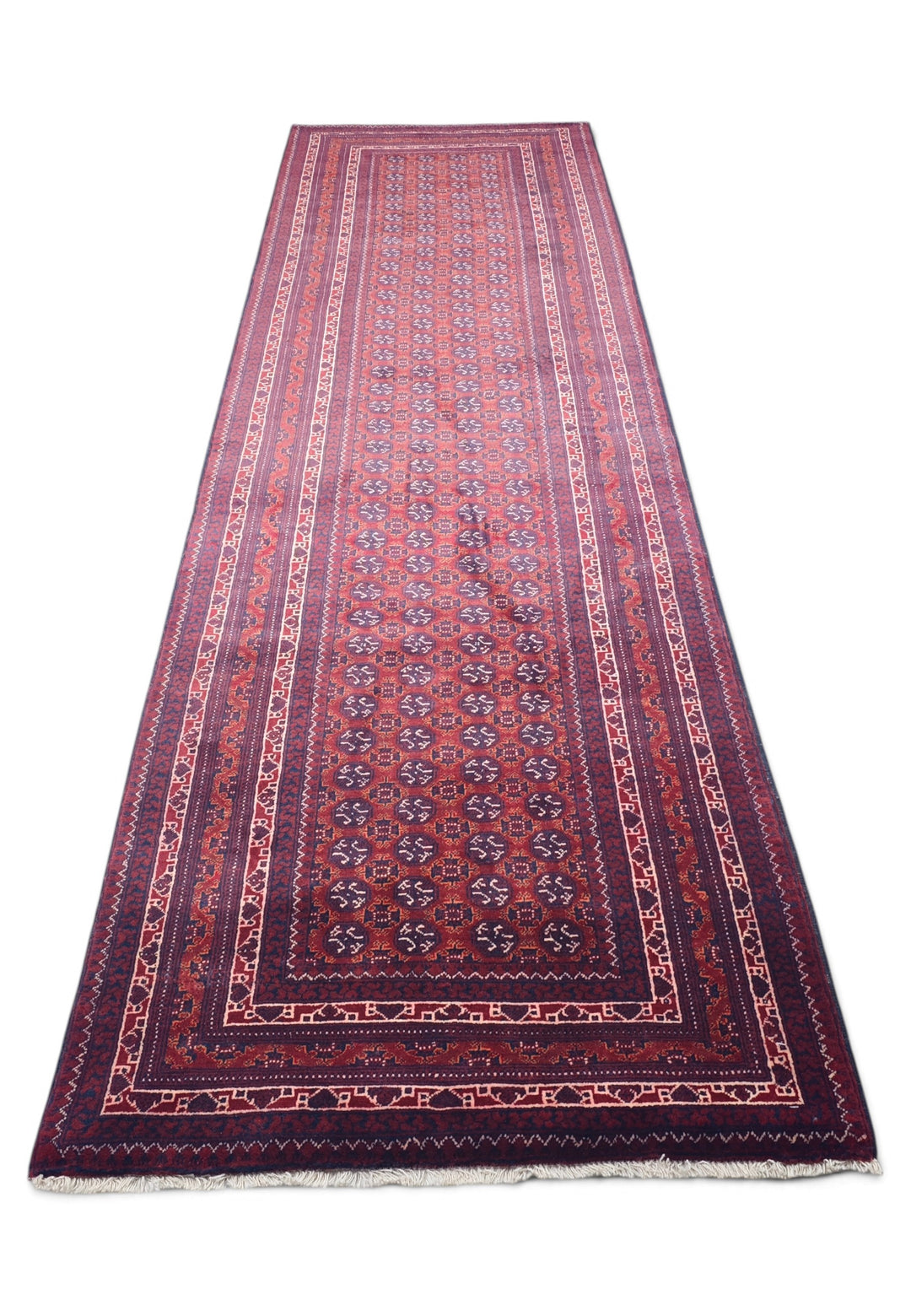 Wine Red Turkmen Gül Khan Muhammadi Runner, Hand-Knotted Wool