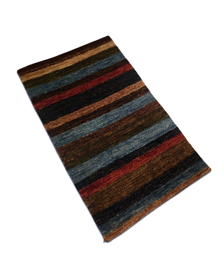 Multicolour Stripe Gabbeh, Hand-Knotted Afghan Wool Rug