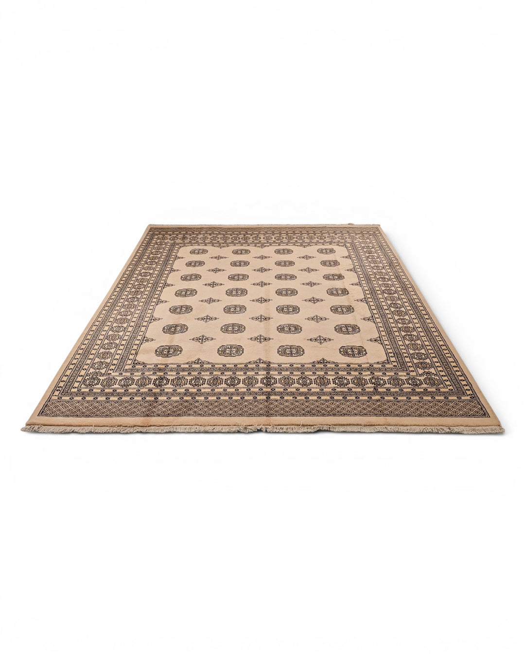 Taupe Gul Pakistani Bokhara, Hand-Knotted Wool Rug