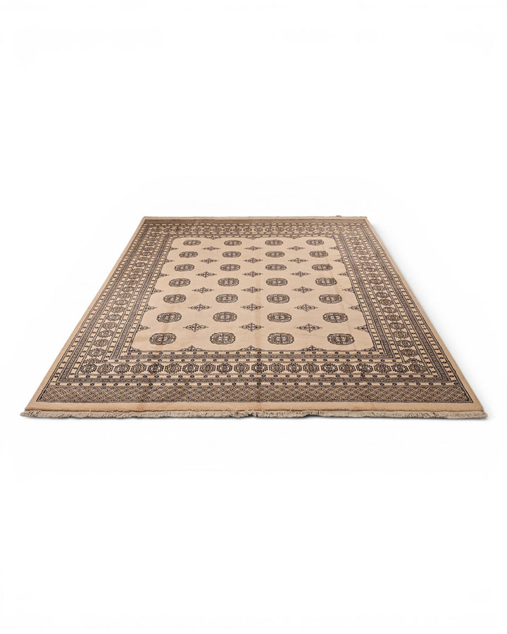 Taupe Gul Pakistani Bokhara, Hand-Knotted Wool Rug