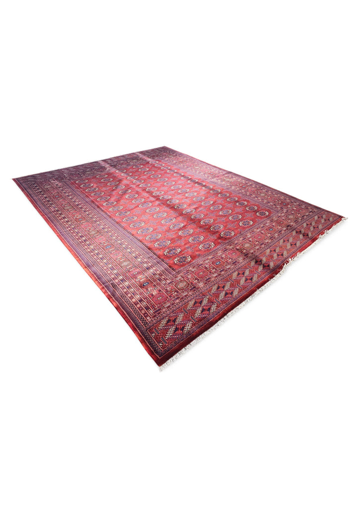 Wine Red Turkmen Gül Bokhara, Hand-Knotted Sherwan