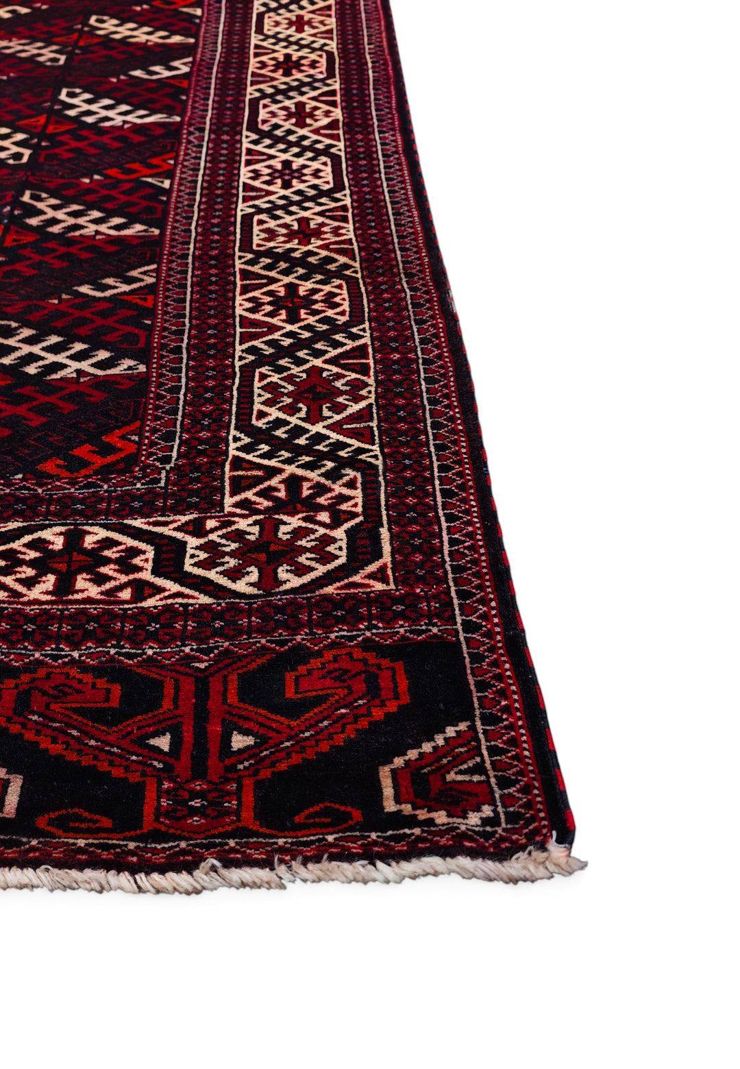 Aubergine and Ivory Turkmen Panel, Hand-Knotted Wool Rug