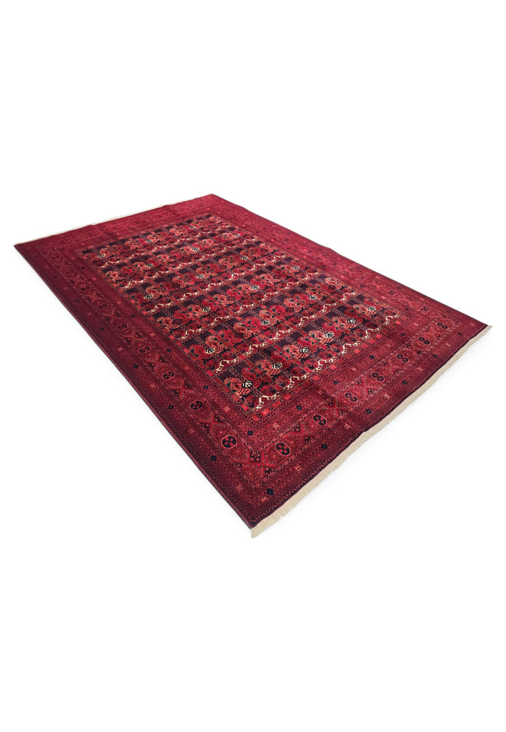 Wine Red Panel Khal Mohammadi Rug, Hand-Knotted Wool