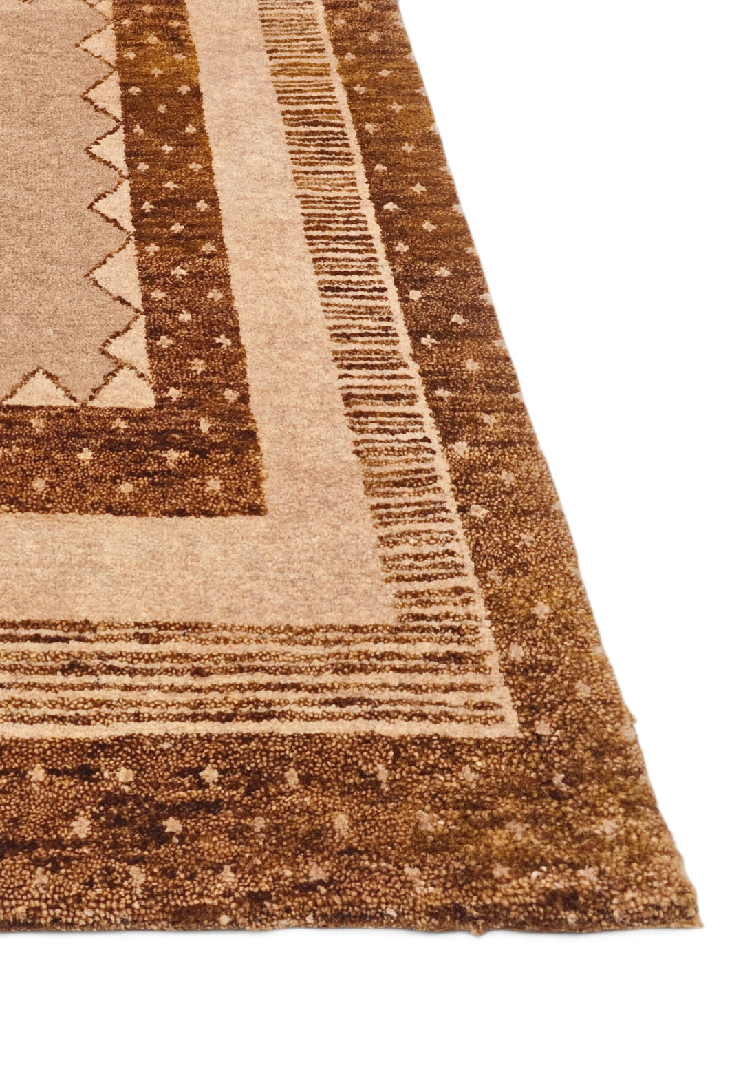 Camel and Chestnut Concentric Frame Loribaf, Hand-Knotted Wool Rug