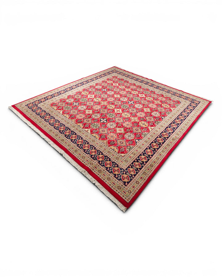 Red Gul Pakistani Bokhara, Hand-Knotted Wool Rug