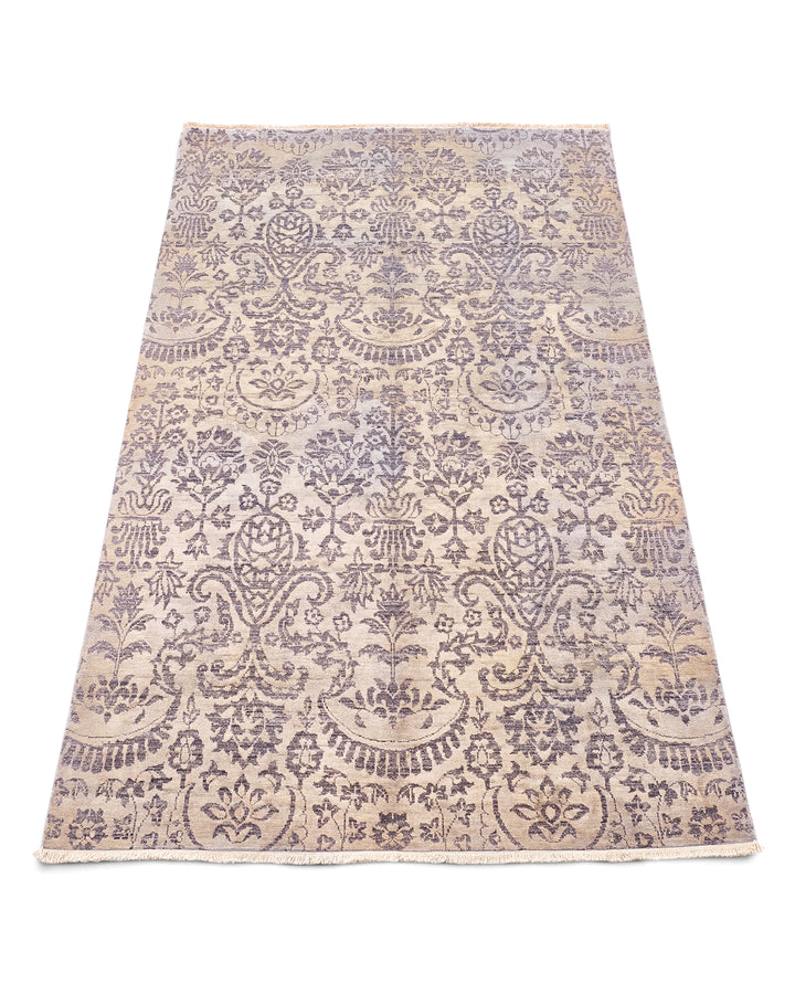 Heather Floral Gabbeh, Hand-Knotted Afghan Wool &amp; Silk Rug