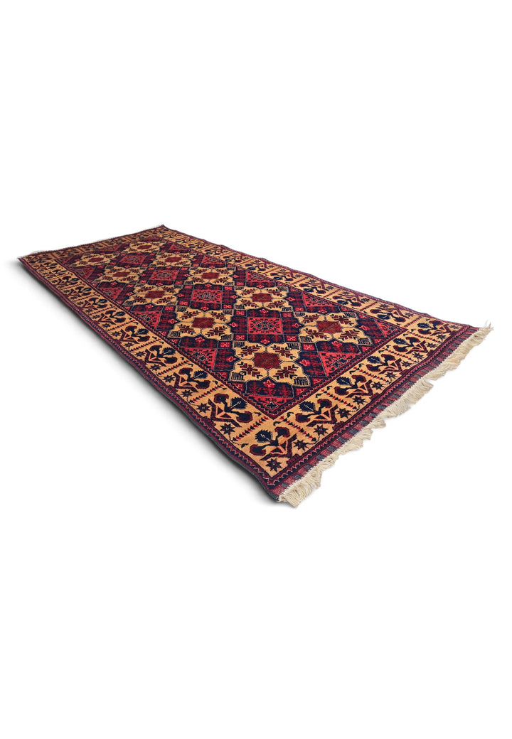 Coral and Camel Khan Muhammadi Rug, Hand-Knotted Wool