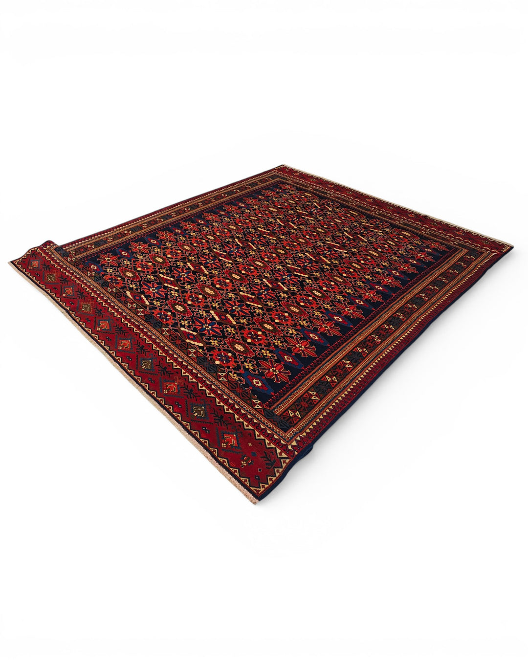 Navy Tribal Pakistani Bokhara, Hand-Knotted Wool Rug