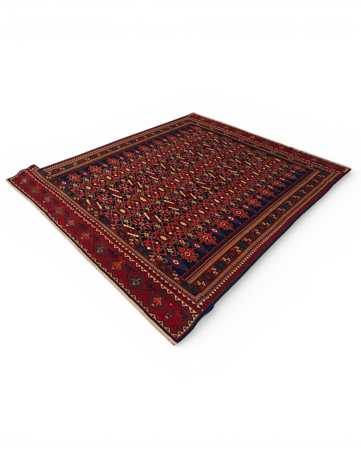 Navy Tribal Pakistani Bokhara, Hand-Knotted Wool Rug